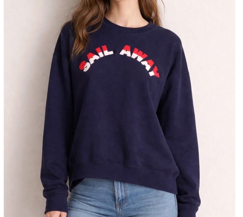 NWT Joie Cotton Yacht Sweatshirt "Sail Away" Oversized With Tie Back